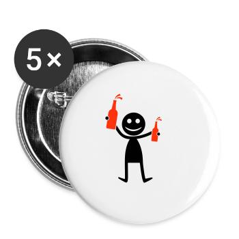 Silhouette de fête de la bière - Lot de 5 grands badges (56 mm) - blanc - Devant