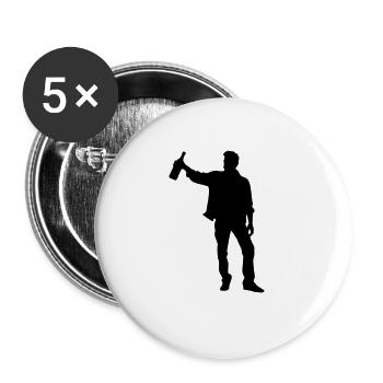 Besoffen Icon Lustig - Buttons groß 56 mm (5er Pack) - Weiß - Vorne