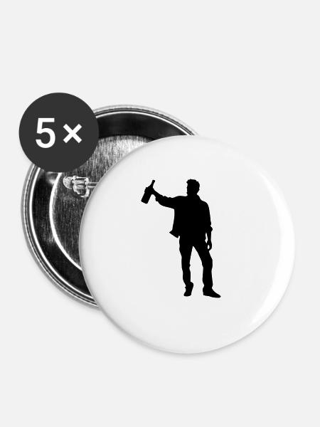 Besoffen Icon Lustig - Buttons groß 56 mm (5er Pack) - Weiß