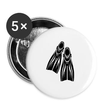 Geräteflossen Taucher Tattoo Logo Style - Buttons groß 56 mm (5er Pack) - Weiß - Vorne