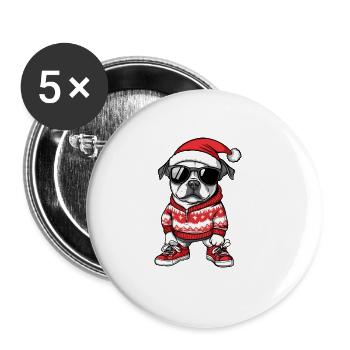 Staffordshire Bull Terrier Chien Noël Noël - Lot de 5 grands badges (56 mm) - blanc - Devant