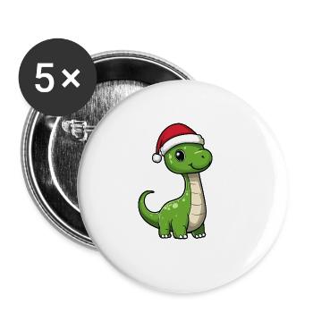 Dinosaur Brontosaurus Christmas Cute - Buttons large 2.2''/56 mm (5-pack) - white - Front