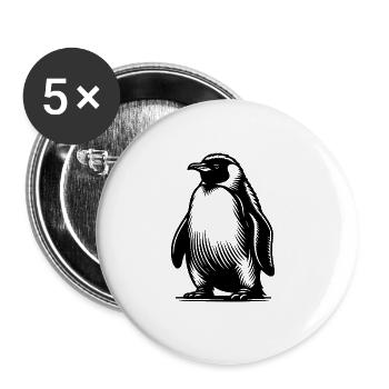 Kleiner niedlicher Pinguin Tattoo Illustration - Buttons groß 56 mm (5er Pack) - Weiß - Vorne