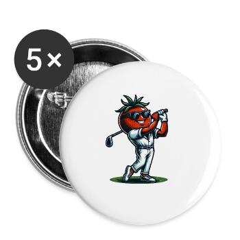 Swinging Tomato : Drôle de tomate de golf avec du style - Lot de 5 grands badges (56 mm) - blanc - Devant