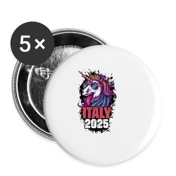 Italie 2025 Licorne - Lot de 5 grands badges (56 mm) - blanc - Devant