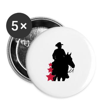 Cowboy , Horse and Stars - Buttons groß 56 mm (5er Pack) - Weiß - Vorne
