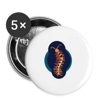 giftiger Skolopender Krabbeltier Insekt - Buttons groß 56 mm (5er Pack) - Weiß - Vorne