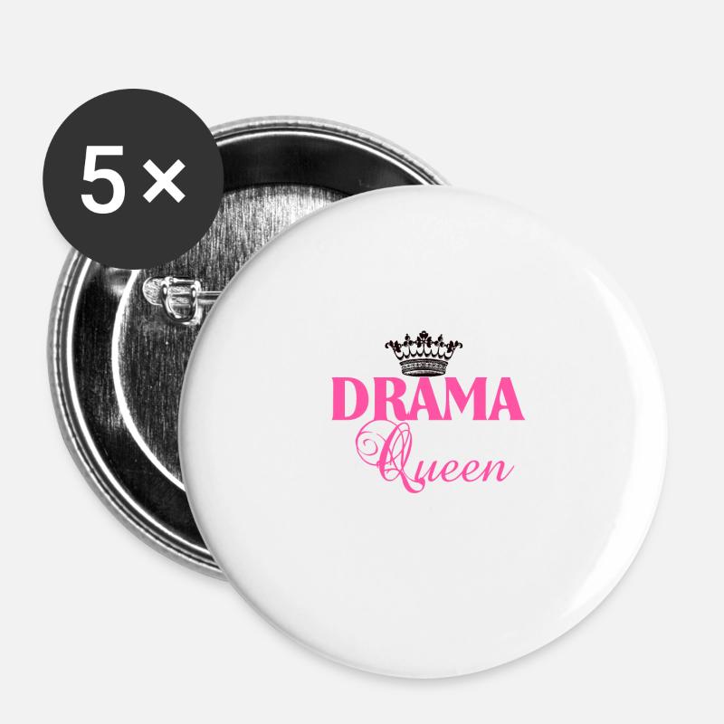Drama Queen - Buttons large 2.2''/56 mm (5-pack) - white