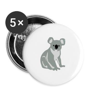 Koala, Koalabär - Buttons groß 56 mm (5er Pack) - Weiß - Vorne