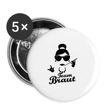 Wedding Crew Shirts Team Bride - Buttons large 2.2''/56 mm (5-pack) - white - Front