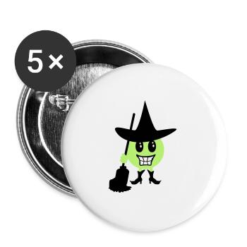 Witch Emoticon / Witch Halloween Emoji (b, 3c) - Buttons large 2.2''/56 mm (5-pack) - white - Front