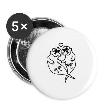 Otters in love - Buttons large 2.2''/56 mm (5-pack) - white - Front
