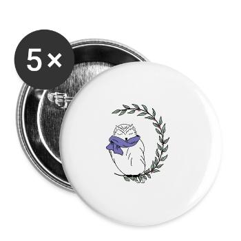 Eule - Buttons groß 56 mm (5er Pack) - Weiß - Vorne