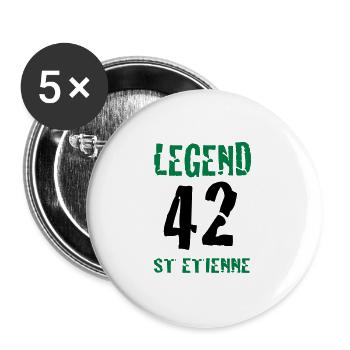 ST ETIENNE LEGEND 42 - Lot de 5 grands badges (56 mm) - blanc - Devant
