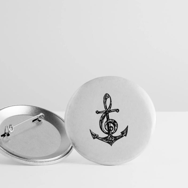 Ancre, musique note, clé de sol, notes, basse, Lot de 5 grands badges (56 mm)