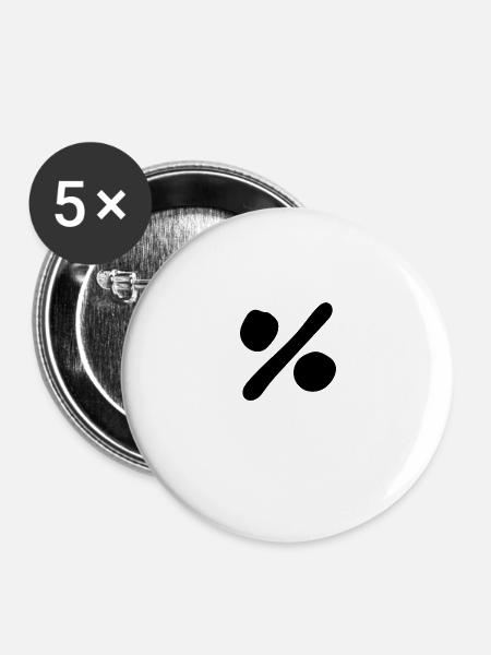 Prozent - Buttons groß 56 mm (5er Pack) - Weiß
