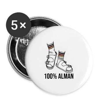 Stereotyp Deutsch Alman - Buttons groß 56 mm (5er Pack) - Weiß - Vorne