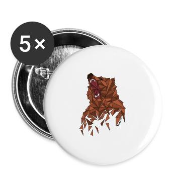 Ours rugissant avec géométrie Design - Lot de 5 grands badges (56 mm) - blanc - Devant
