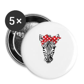 Zèbre Bandana - Lot de 5 grands badges (56 mm) - blanc - Devant