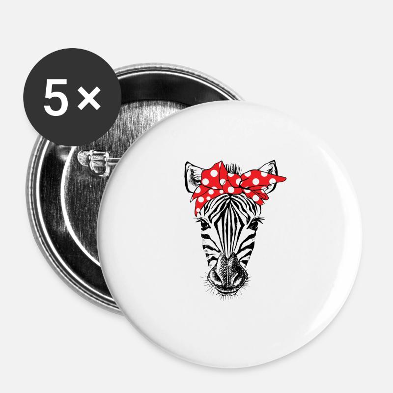 Zebra Bandana - Buttons large 2.2''/56 mm (5-pack) - white