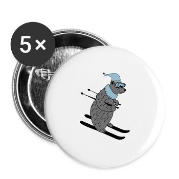 ski baer 02 - Buttons groß 56 mm (5er Pack) - Weiß - Vorne