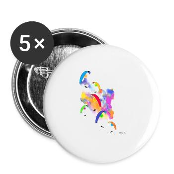 Gleitschirm Pilot Paragliding Leidenschaft - Buttons groß 56 mm (5er Pack) - Weiß - Vorne