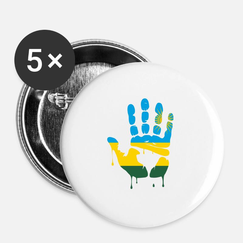 Give me five Rwanda - Buttons large 2.2''/56 mm (5-pack) - white