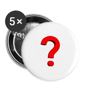3D Fragezeichen rot - Buttons groß 56 mm (5er Pack) - Weiß - Vorne