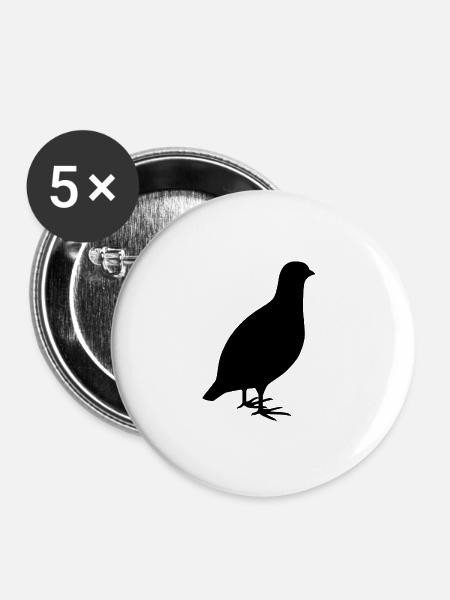 Rebhuhn - Buttons groß 56 mm (5er Pack) - Weiß