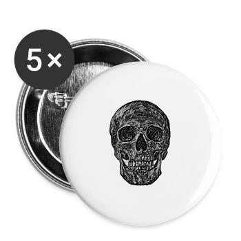 Crâne sombre - Lot de 5 grands badges (56 mm) - blanc - Devant