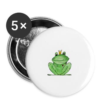 Grenouille avec couronne I grenouille prince - Lot de 5 grands badges (56 mm) - blanc - Devant