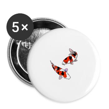 Koi-Karpfen - Buttons groß 56 mm (5er Pack) - Weiß - Vorne