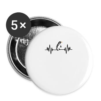 Heartbeat Penguin - Buttons large 2.2''/56 mm (5-pack) - white - Front