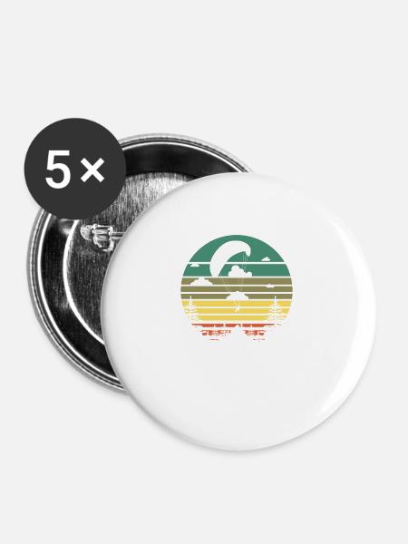 Gleitschirmfliegen - Buttons groß 56 mm (5er Pack) - Weiß