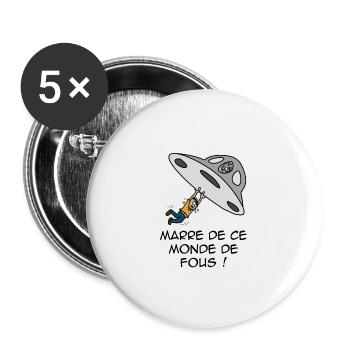 OVNI - Lot de 5 grands badges (56 mm) - blanc - Devant