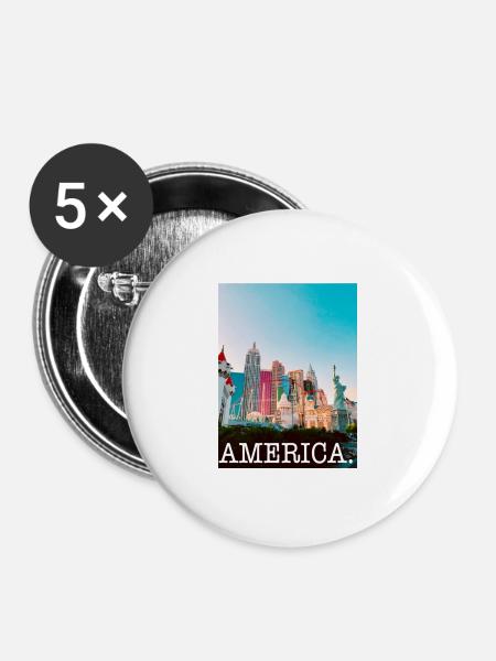 AMERICA - Buttons groß 56 mm (5er Pack) - Weiß