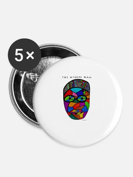 Hybrid Man - Buttons groß 56 mm (5er Pack) - Weiß