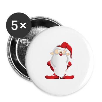 Weihnachtsmann - Buttons groß 56 mm (5er Pack) - Weiß - Vorne