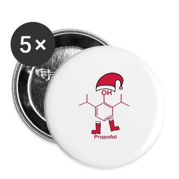 Propofolweihnachtsmann - Buttons groß 56 mm (5er Pack) - Weiß - Vorne