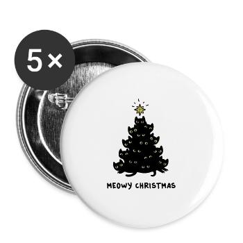 Christmas t-shirt christmas tree cat christmas party gift - Buttons large 2.2''/56 mm (5-pack) - white - Front