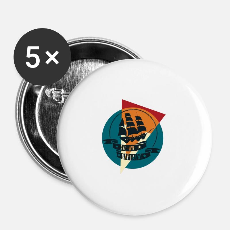 Schiff - Buttons groß 56 mm (5er Pack) - Weiß