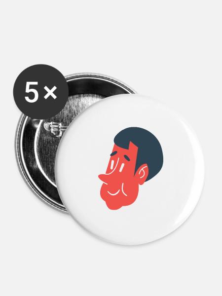 Kingdom - boy's head - Buttons groß 56 mm (5er Pack) - Weiß