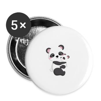 Maman et moi panda mignon avec maman cadeau - Lot de 5 grands badges (56 mm) - blanc - Devant