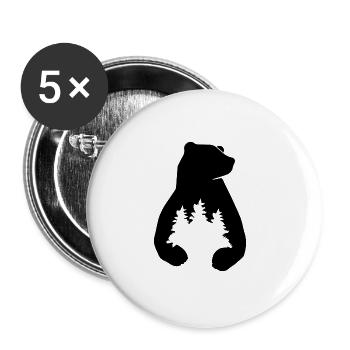 Ours et arbres - Lot de 5 grands badges (56 mm) - blanc - Devant