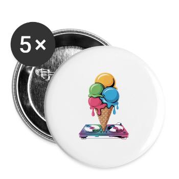 DJ Eiscreme Mix - Coole Beats für Heißes Wetter - Buttons groß 56 mm (5er Pack) - Weiß - Vorne
