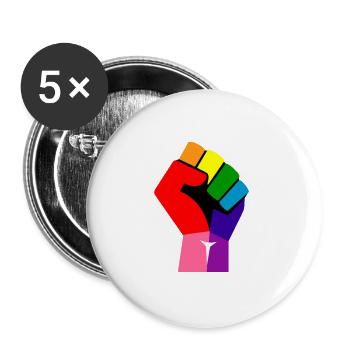 Queer Faust erhoben - Buttons groß 56 mm (5er Pack) - Weiß - Vorne