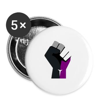 asexuell erhobene Faust - Buttons groß 56 mm (5er Pack) - Weiß - Vorne
