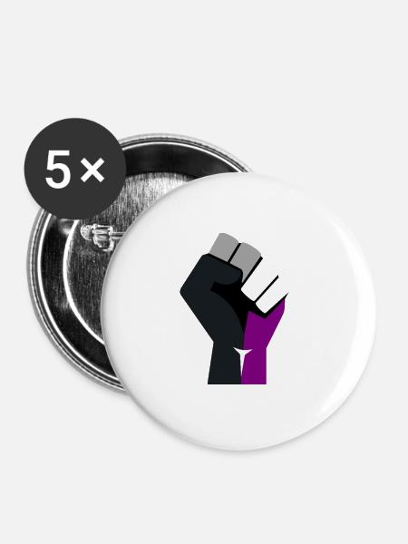 asexuell erhobene Faust - Buttons groß 56 mm (5er Pack) - Weiß