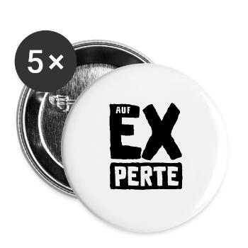 AUF EX PERTE LUSTIGER TRINK SPRUCH - Buttons groß 56 mm (5er Pack) - Weiß - Vorne