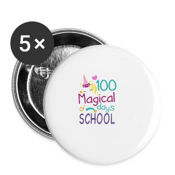 100 Magical Days - Perfect for students - Buttons large 2.2''/56 mm (5-pack) - white - Front